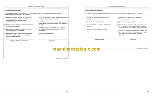 John Deere 630 and 645 Windrow Pickup Operator's Manual (OMCC42128)