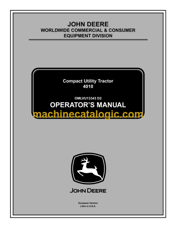 John Deere 4010 Compact Utility Tractor Operator's Manual (OMLVU13343)