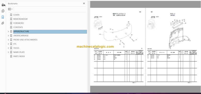 Hitachi ZX27U-3 ZX27U-3F ZX29U-3 ZX29U-3F Hydraulic Excavator Parts Catalog & Equipment Components Parts Catalog