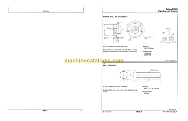 John Deere 70 Excavator Repair Operation and Test Technical Manual (TM1376)