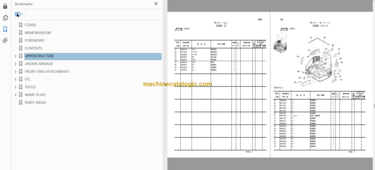 Hitachi ZX27U-3 ZX27U-3F ZX29U-3 ZX29U-3F Hydraulic Excavator Parts Catalog & Equipment Components Parts Catalog