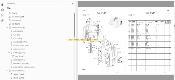 Hitachi ZX135USL-3 Forest Machine Parts Catalog