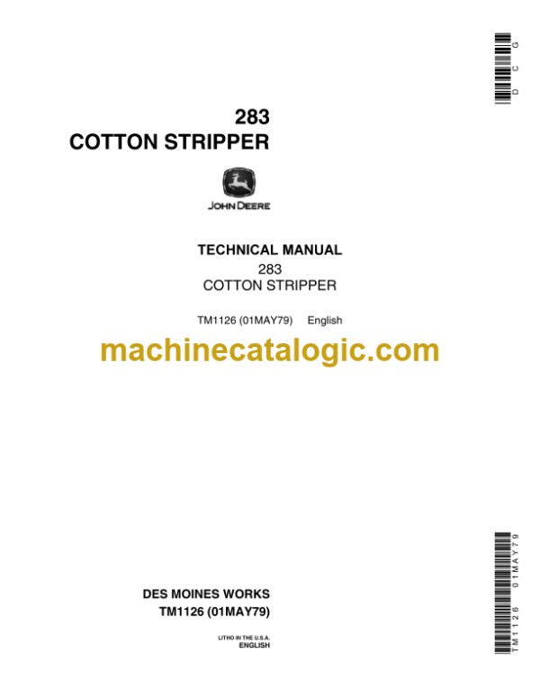 John Deere 283 Cotton Stripper Technical Manual (TM1126)