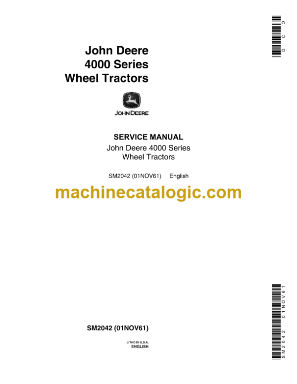 John Deere 4000 Series Wheel Tractors Service Manual (SM2042)