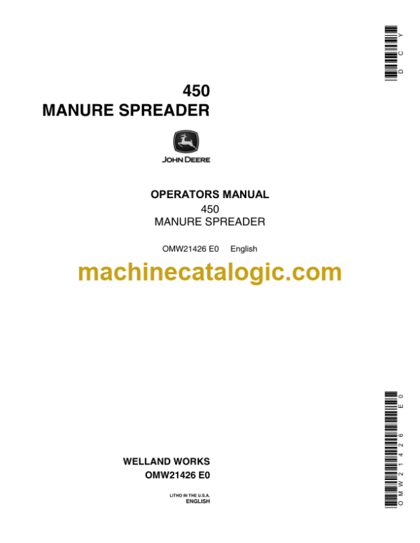 John Deere 450 Manure Spreader Operator's Manual (OMW21426)