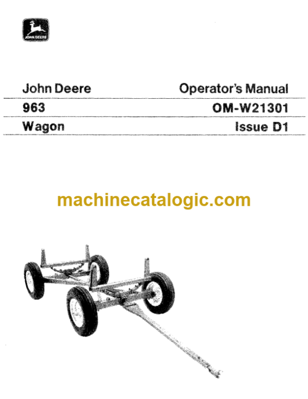John Deere 963 Wagon Operator's Manual (OMW21301)