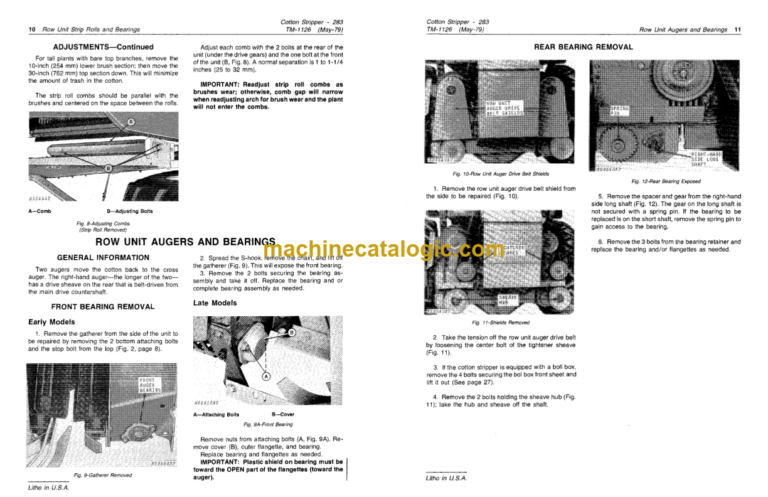 John Deere 283 Cotton Stripper Technical Manual (TM1126)