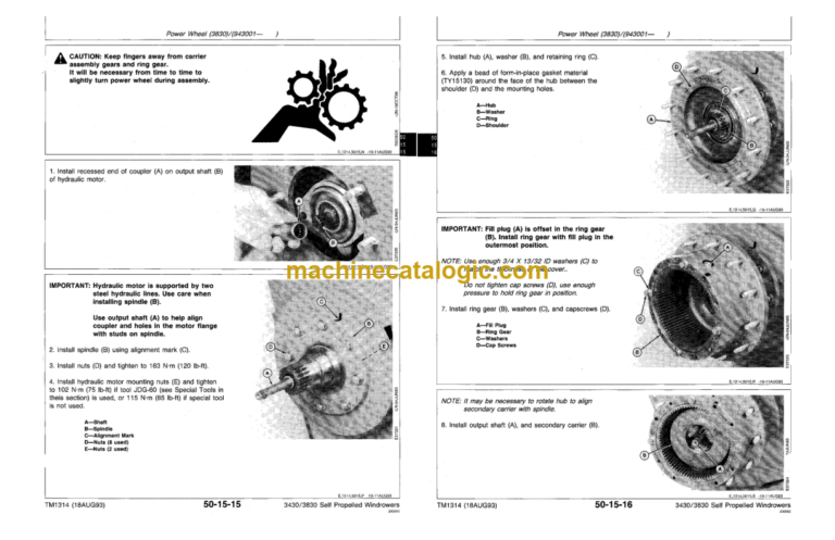 John Deere 3430 and 3830 Self Propelled Windrower Technical Manual (TM1314)