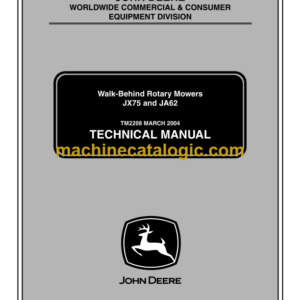 John Deere JX75 and JA62 Walk-Behind Rotary Mowers Technical Manual (TM2208)