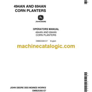 John Deere 494AN and 694AN Corn Planters Operator's Manual (OMB25393)