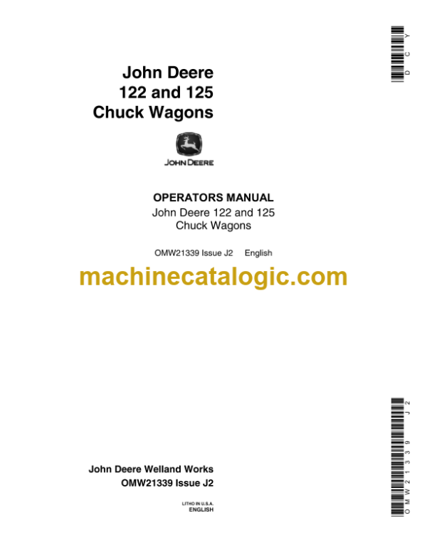 John Deere 122 and 125 Chuck Wagons Operator's Manual (OMW21339)