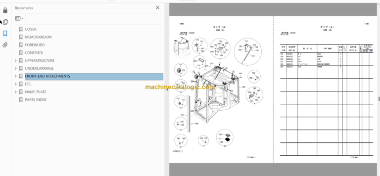 Hitachi ZX27UNA-3 Hydraulic Excavator Parts Catalog & Equipment Components Parts Catalog
