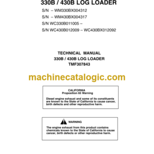 John Deere 330B 430B Log Loader Technical Manual (TMF307843)