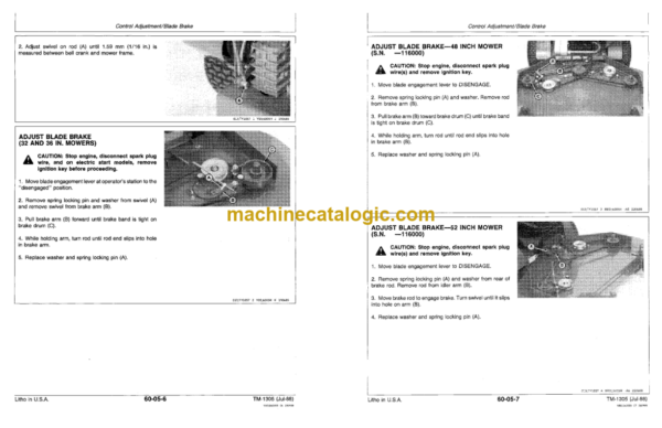 John Deere 32 36 48 and 52-lnch Commercial Walk-Behind Mowers Technical Manual (TM1305)