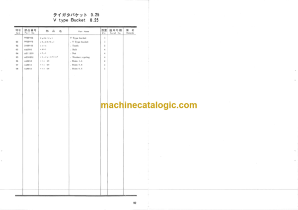Hitachi UH052M Hydraulic Excavator Parts Catalog