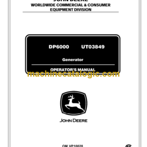 John Deere DP6000 UT03849 Generator Operator's Manual (OMVP10028)