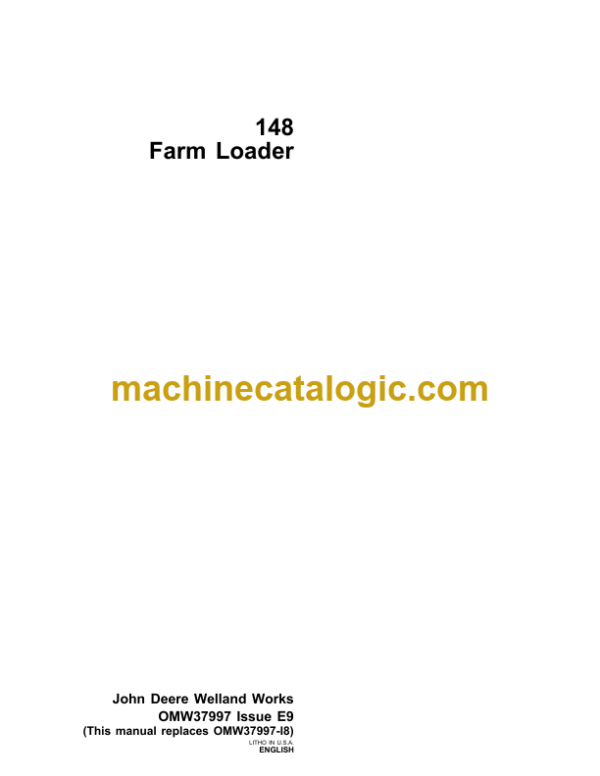 John Deere 148 Farm Loader Operator's Manual (OMW37997)