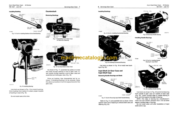 John Deere 40 Series Corn Head Gear Case Technical Manual (TM1027)