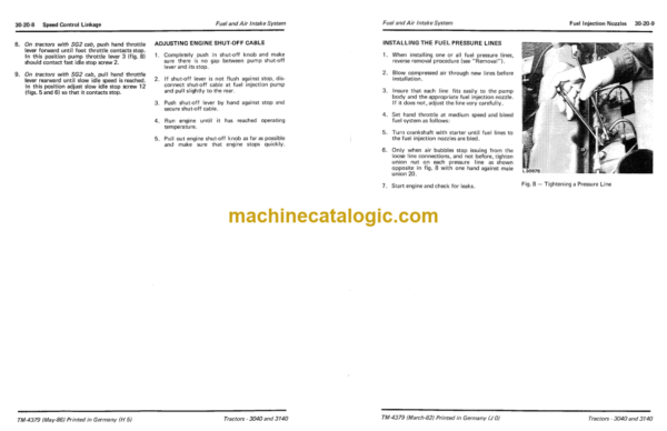 John Deere 3040 and 3140 Tractors Technical Manual (TM4379)