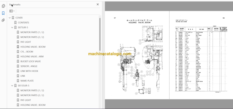 Hitachi EX75US-5 EX135UR-5 EX135US-5 EX140US-5 ML Crane Parts Catalog