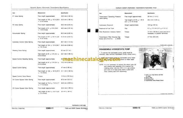 John Deere 750B and 850B Crawler Bulldozer Repair Technical Manual (TM1476)