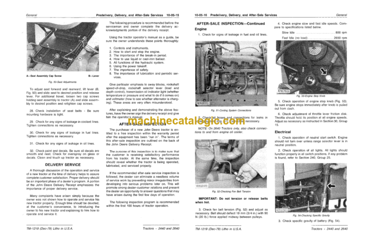 John Deere 2440 and 2640 Tractors Technical Manual (TM1219)