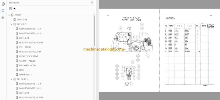 Hitachi EX75US-5 EX135UR-5 EX135US-5 EX140US-5 ML Crane Parts Catalog