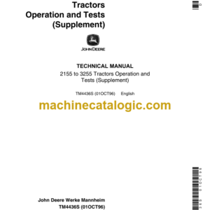 John Deere 2155 to 3255 Tractors Operation and Tests (Supplement) Technical Manual (TM4436S)