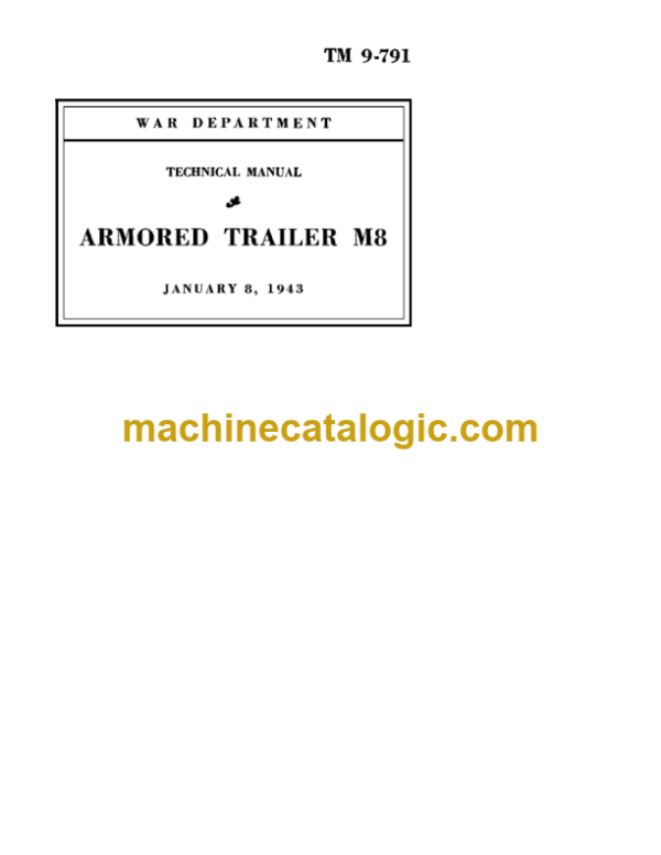 John Deere Armored Trailer M8 Technical Manual (TM9791)