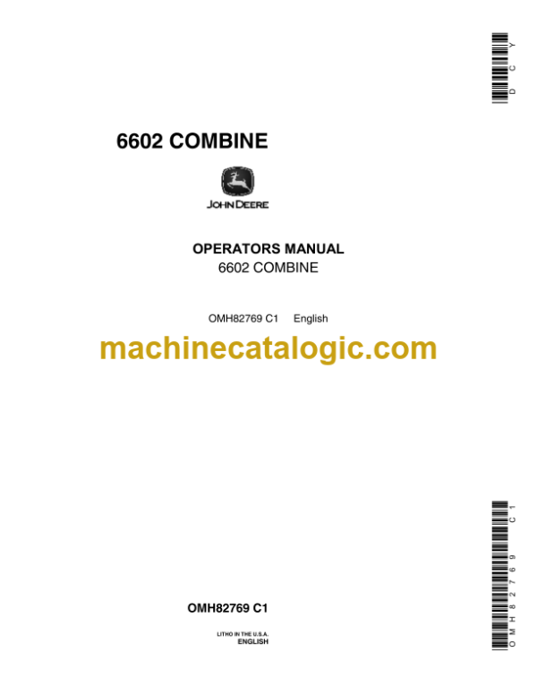 John Deere 6602 Combine Operator's Manual (OMH82769)