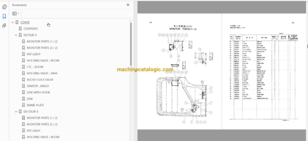 Hitachi EX75US-5 EX135UR-5 EX135US-5 EX140US-5 ML Crane Parts Catalog