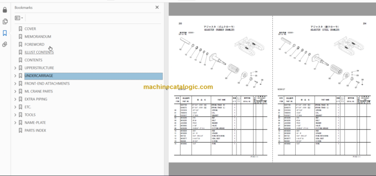 Hitachi ZX30UR-3 Hydraulic Excavator Parts Catalog & Equipment Components Parts Catalog