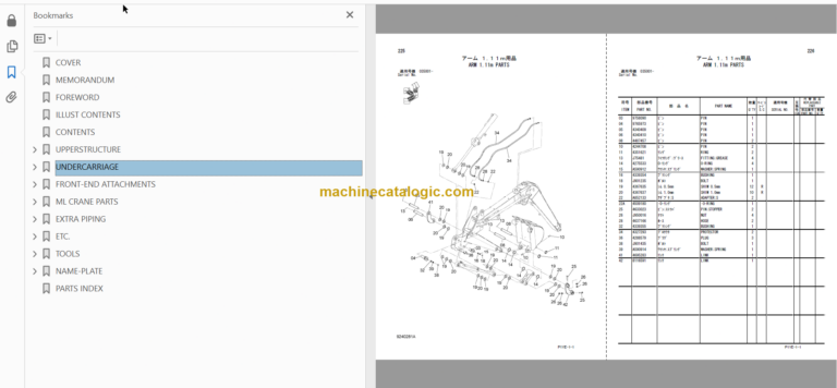 Hitachi ZX30UR-3 Hydraulic Excavator Parts Catalog & Equipment Components Parts Catalog