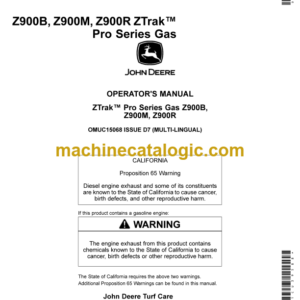 John Deere Z900B, Z900M, Z900R ZTrak Pro Series Gas Operator's Manual (OMUC15068)
