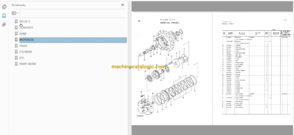 Hitachi EX120-3 Excavator Parts Catalog & Equipment Components Parts Catalog