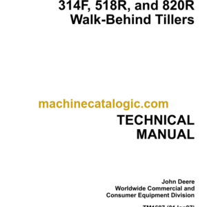 John Deere 314F 518R and 820R Walk-Behind Tillers Technical Manual (TM1687)