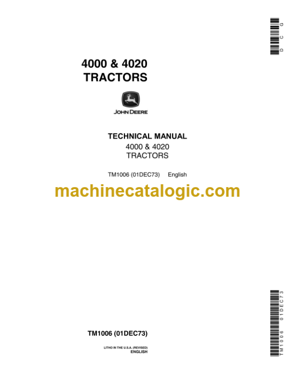 John Deere 4000 & 4020 Tractors Technical Manual (TM1006)