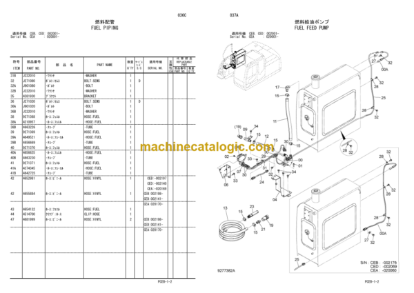 Hitachi ZX140W Wheeled Excavator Parts Catalog