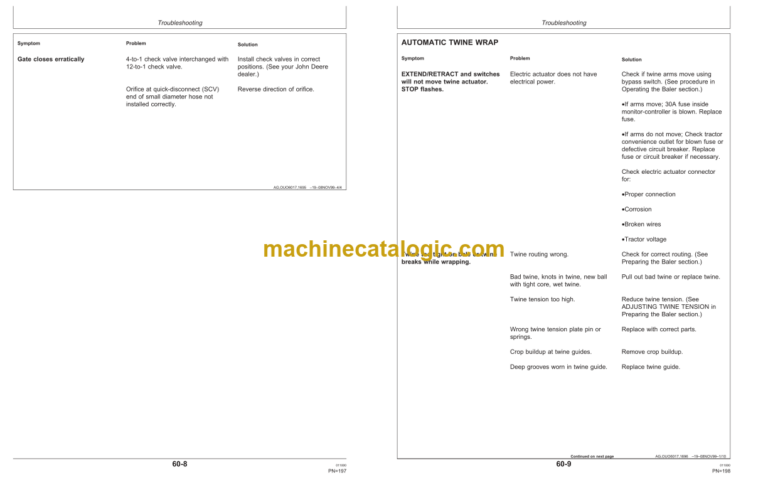 John Deere 466, 466 Silage Special and 566 Round Balers Operator's Manual (OME97074)