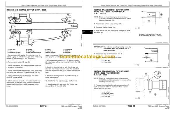 John Deere 762B and 862B Scraper Repair Technical Manual (TM1490)