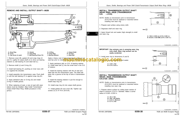 John Deere 762B and 862B Scraper Repair Technical Manual (TM1490)