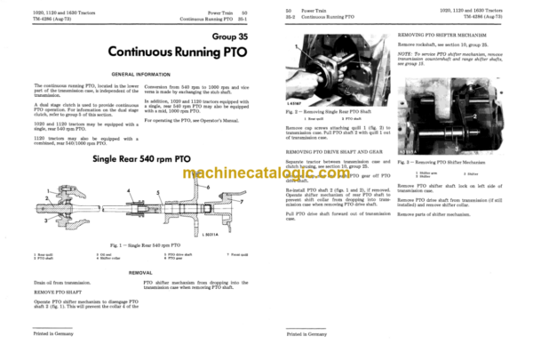 John Deere 1020, 1120 and 1630 Tractors Technical Manual (TM4286)