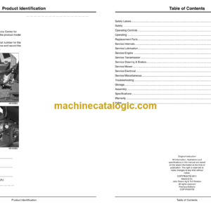 John Deere WH36A, WH48A, WH52A Commercial Walk Behind Mower Operator’s Manual (OMTCU31828)