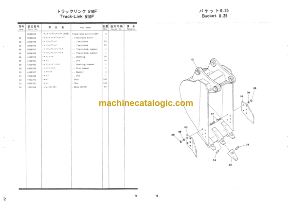 Hitachi UH045 Hydraulic Excavator Parts Catalog