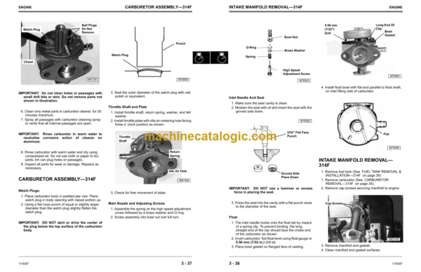 John Deere 314F 518R and 820R Walk-Behind Tillers Technical Manual (TM1687)