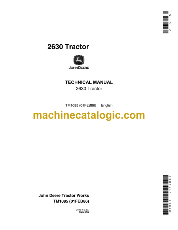 John Deere 2630 Tractor Technical Manual (TM1085)