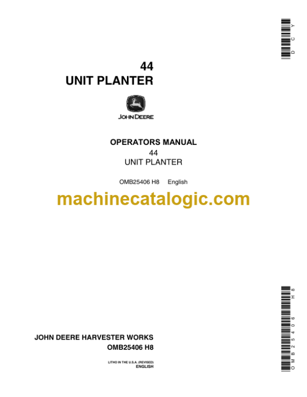 John Deere 44 Unit Planter Operator's Manual (OMB25406)