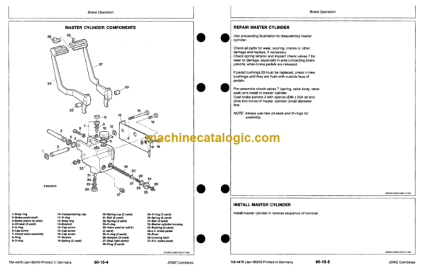 John Deere 1133, 1144, 1155, 1157 and 1158 Combines Technical Manual (TM4476)