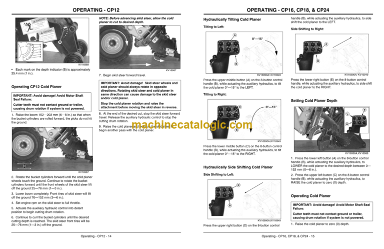 John Deere CP12, CP16, CP18, & CP24 Cold Planer Operator's Manual (OMKV16792)