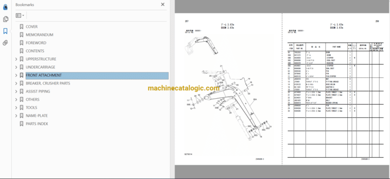 Hitachi ZX85USB-3 Hydraulic Excavator Parts Catalog & Equipment
